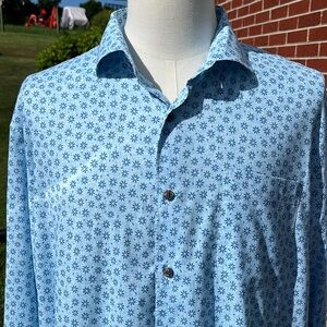 johnnie-O "Top Shelf" Gulf Blue Button-Down L/S Men's Big & Tall Size XXLarge